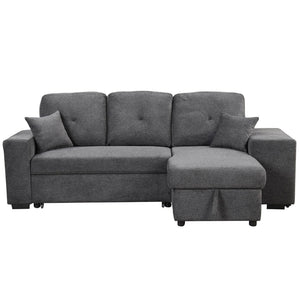 English Elm Reversible Velvet Sectional Sleeper Sofa with Storage Chaise Stools and Pull Out Bed SG000790AAB