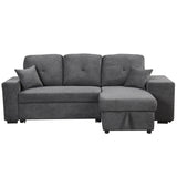 Hearth and Haven Odessa 5 Pieces L-Shaped Sectional Sofa Set with Storage Chaise, 2 Stools and 2 Pillows, Blue Black SG000790AAB