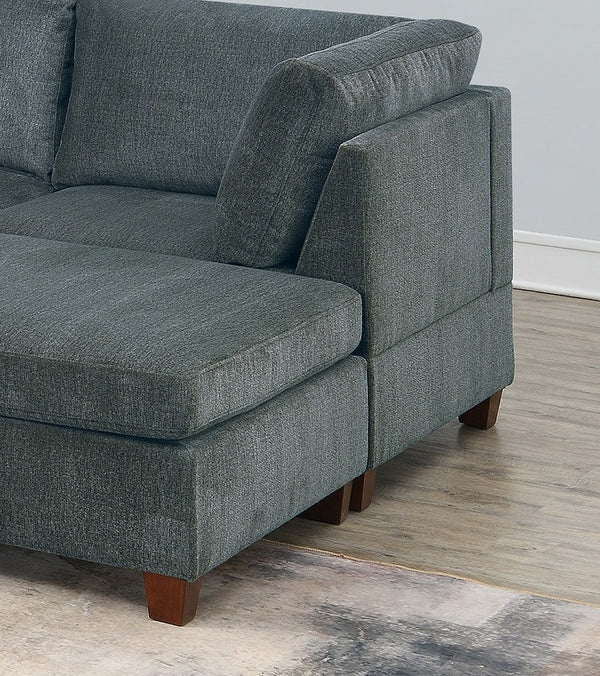 English Elm 1pc Grey Chenille Corner Wedge - Modular 6-Piece Sectional Accent Piece, Foam Cushions, Classic Style B011106630