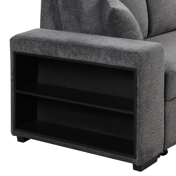 English Elm Reversible Velvet Sectional Sleeper Sofa with Storage Chaise Stools and Pull Out Bed SG000790AAB
