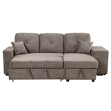 Hearth and Haven Odessa 5 Pieces L-Shaped Sectional Sofa Set with Storage Chaise, 2 Stools and 2 Pillows, Knox Charcoal SG000790AAE