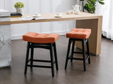 English Elm ,Counter Height 25" Stools For Kitchen Counter Backless Faux Leather Stools Farmhouse Island Chairs (25 Inch, Orange,Set Of 2),Sw1838Og