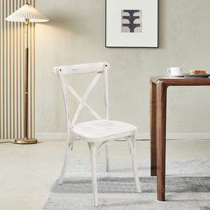 English Elm 4-Pack Resin X-Back Chair Set - Mid Century Modern Farmhouse Dining Chairs Lime Wash, 300lb Capacity W120972774