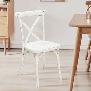 English Elm 4-Pack Resin X-Back Chair Set - Mid Century Modern Farmhouse Dining Chairs Lime Wash, 300lb Capacity W120972774