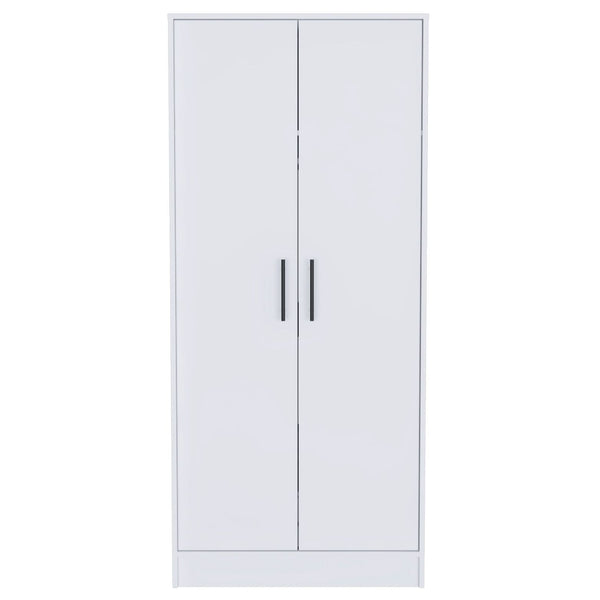 English Elm Ambery 180 White Armoire 71" High – Spacious Top Shelf, Hanging Rod, Bottom Drawer, Particleboard Design B200S00173
