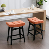 English Elm ,Counter Height 25" Stools For Kitchen Counter Backless Faux Leather Stools Farmhouse Island Chairs (25 Inch, Orange,Set Of 2),Sw1838Og