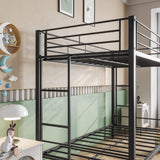 Hearth and Haven Metal Bunk Bed Twin Over Twin, Heavy Duty Twin Bunk Beds with Shelf and Slatted Support No Box Spring Needed Black W840107070