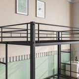 Hearth and Haven Metal Bunk Bed Twin Over Twin, Heavy Duty Twin Bunk Beds with Shelf and Slatted Support No Box Spring Needed Black W840107070