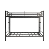 Hearth and Haven Metal Bunk Bed Twin Over Twin, Heavy Duty Twin Bunk Beds with Shelf and Slatted Support No Box Spring Needed Black W840107070