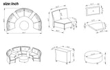 English Elm 6 - Person Fan-Shaped Rattan Suit Combination With Cushions and Table,Suitable For Garden