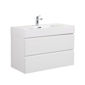 English Elm Alice 36" White Floating Bathroom Vanity With Large Storage, Pre-Assembled Modern Design & Sink W1865S00003