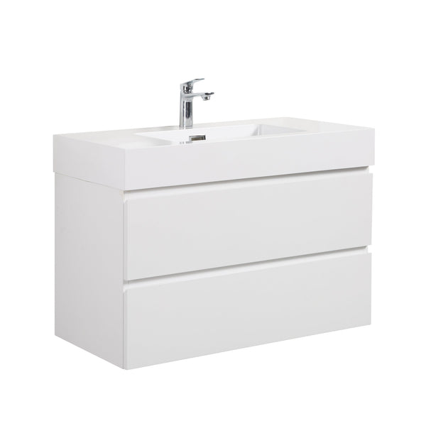 English Elm Alice 36" White Floating Bathroom Vanity With Large Storage, Pre-Assembled Modern Design & Sink W1865S00003