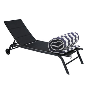 English Elm 2PCS 69" Chaise Lounge Cushions Blue White Stripes - Removable Covers, Straps, Outdoor Patio Comfort W419106598