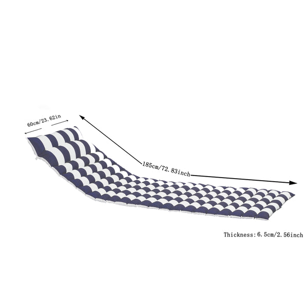 English Elm 2PCS 69" Chaise Lounge Cushions Blue White Stripes - Removable Covers, Straps, Outdoor Patio Comfort W419106598