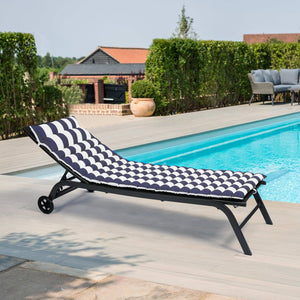 English Elm 2PCS 69" Chaise Lounge Cushions Blue White Stripes - Removable Covers, Straps, Outdoor Patio Comfort W419106598