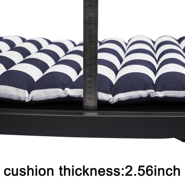 English Elm 2PCS 69" Chaise Lounge Cushions Blue White Stripes - Removable Covers, Straps, Outdoor Patio Comfort W419106598