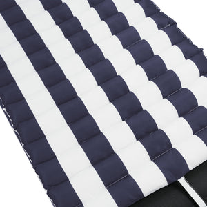 English Elm 2PCS 69" Chaise Lounge Cushions Blue White Stripes - Removable Covers, Straps, Outdoor Patio Comfort W419106598