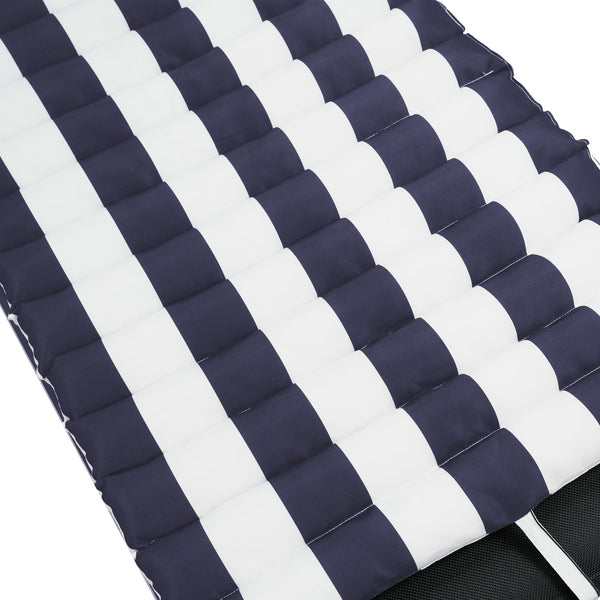 English Elm 2PCS 69" Chaise Lounge Cushions Blue White Stripes - Removable Covers, Straps, Outdoor Patio Comfort W419106598