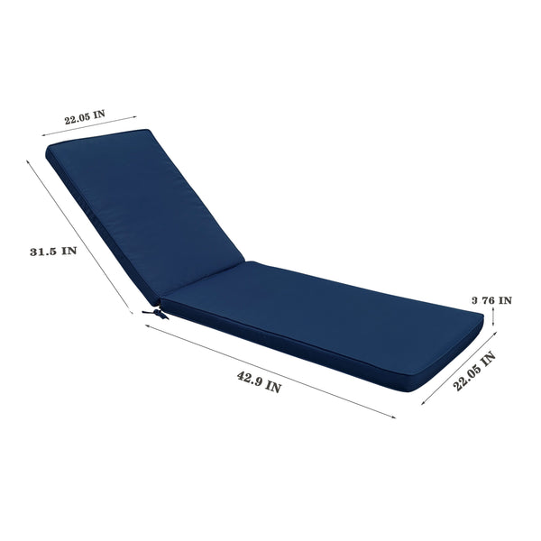 English Elm 2PCS 75" Chaise Lounge Cushion Set Navy Blue - Removable Zipper Covers, Straps, Sponge Fill Comfort W419103836