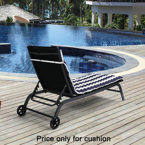 English Elm 2PCS 69" Chaise Lounge Cushions Blue White Stripes - Removable Covers, Straps, Outdoor Patio Comfort W419106598