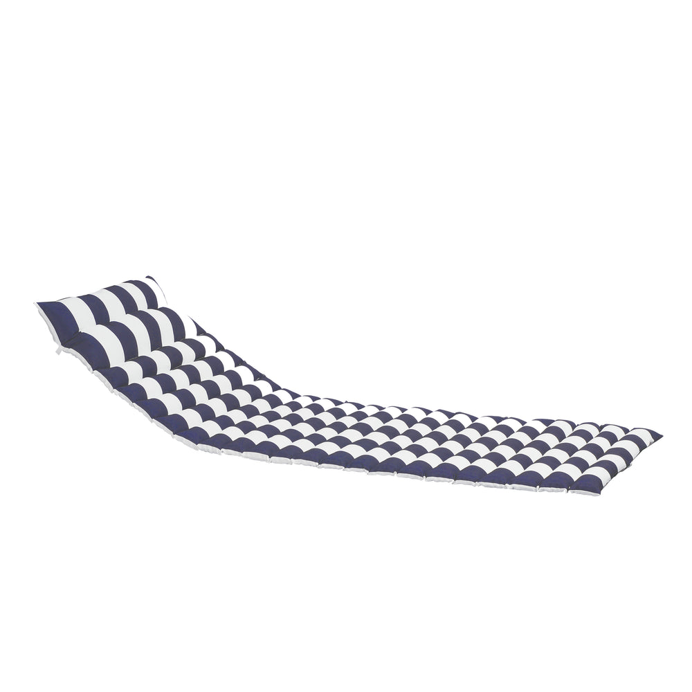 English Elm 2PCS 69" Chaise Lounge Cushions Blue White Stripes - Removable Covers, Straps, Outdoor Patio Comfort W419106598
