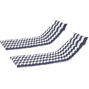 English Elm 2PCS 69" Chaise Lounge Cushions Blue White Stripes - Removable Covers, Straps, Outdoor Patio Comfort W419106598