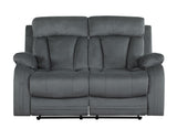 Transitional Microfiber Loveseat with Reclining Feature, Lumbar Support, and Stainless Steel Base - 61.00 x 30.00 x 26.00