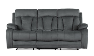 English Elm Global United Reclining Transitional Microfiber Sofa with Lumbar Support, Stainless Steel Base, Padded Comfort Gray B05777765