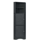 English Elm Tall Bathroom Corner Cabinet, Freestanding Storage Cabinet With Doors and Adjustable Shelves, Mdf Board, Black