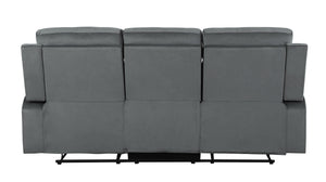 English Elm Global United Reclining Transitional Microfiber Sofa with Lumbar Support, Stainless Steel Base, Padded Comfort Gray B05777765