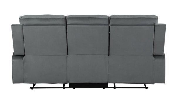 English Elm Global United Reclining Transitional Microfiber Sofa with Lumbar Support, Stainless Steel Base, Padded Comfort Gray B05777765