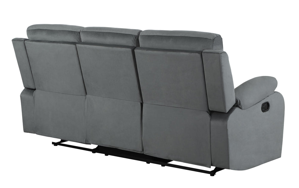 English Elm Global United Reclining Transitional Microfiber Sofa with Lumbar Support, Stainless Steel Base, Padded Comfort Gray B05777765