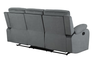 English Elm Global United Reclining Transitional Microfiber Sofa with Lumbar Support, Stainless Steel Base, Padded Comfort Gray B05777765