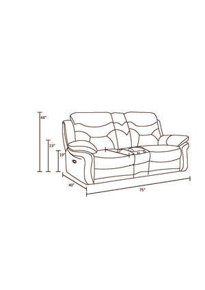 English Elm Global United Leather Air Reclining Console Loveseat with Lumbar Support, Stainless Steel Base, Plush Upholstery Beige B05777731