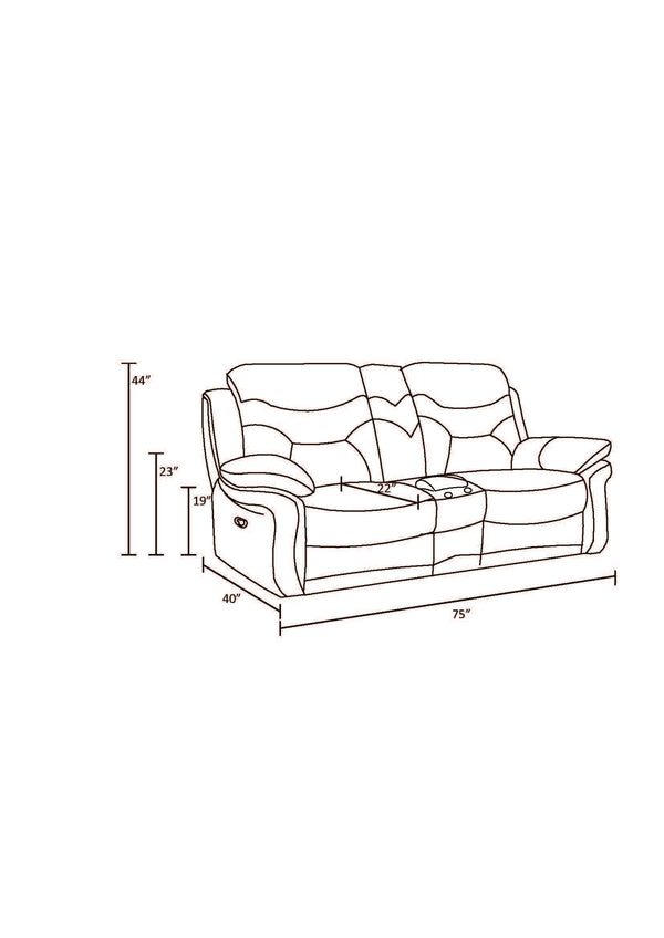 English Elm Global United Leather Air Reclining Console Loveseat with Lumbar Support, Stainless Steel Base, Plush Upholstery Beige B05777731