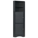 English Elm Tall Bathroom Corner Cabinet, Freestanding Storage Cabinet With Doors and Adjustable Shelves, Mdf Board, Black