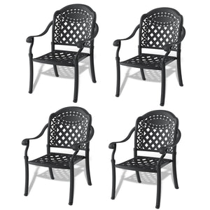 English Elm Cast Aluminum Patio Dining Chair Set - 4Pcs With Stylish Black Frame & Plush Red Cushions W1710P166054