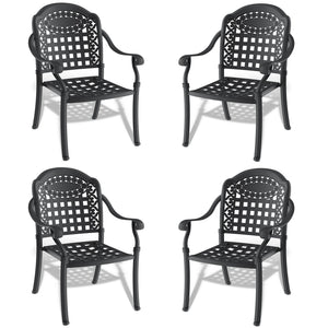 English Elm Cast Aluminum Patio Dining Chair Set Of 4 With Black Frame & Blue Cushions For Outdoor Comfort W1710P166056
