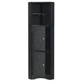 English Elm Tall Bathroom Corner Cabinet, Freestanding Storage Cabinet With Doors and Adjustable Shelves, Mdf Board, Black