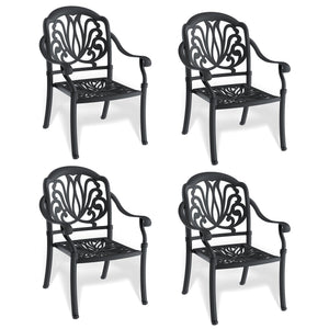 English Elm Cast Aluminum Patio Dining Chair Set Of 4 - Stylish Black Frame With Weather-Resistant Brown Cushions W1710P166052