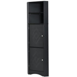 English Elm Tall Bathroom Corner Cabinet, Freestanding Storage Cabinet With Doors and Adjustable Shelves, Mdf Board, Black