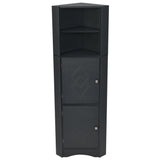 English Elm Tall Bathroom Corner Cabinet, Freestanding Storage Cabinet With Doors and Adjustable Shelves, Mdf Board, Black