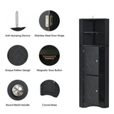 English Elm Tall Bathroom Corner Cabinet, Freestanding Storage Cabinet With Doors and Adjustable Shelves, Mdf Board, Black