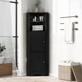 English Elm Tall Bathroom Corner Cabinet, Freestanding Storage Cabinet With Doors and Adjustable Shelves, Mdf Board, Black