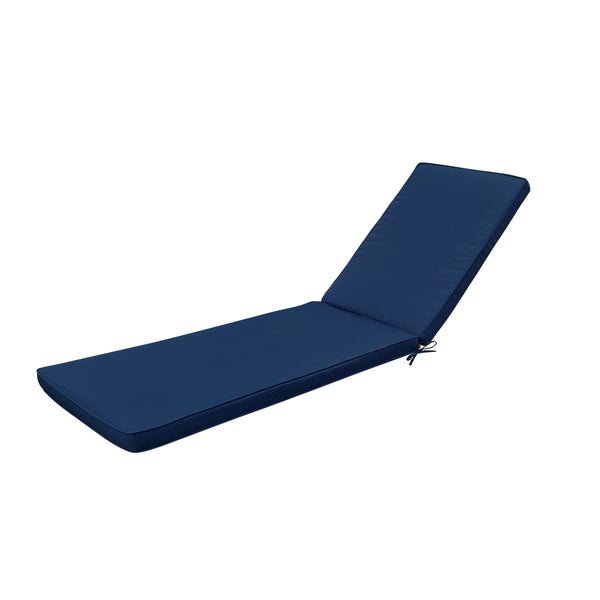 English Elm 2PCS 75" Chaise Lounge Cushion Set Navy Blue - Removable Zipper Covers, Straps, Sponge Fill Comfort W419103836