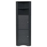 English Elm Tall Bathroom Corner Cabinet, Freestanding Storage Cabinet With Doors and Adjustable Shelves, Mdf Board, Black