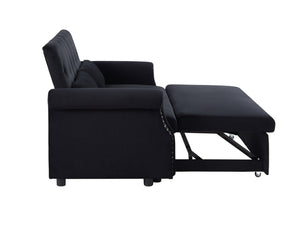 English Elm Artemax Velvet Tufted Convertible Loveseat Sleeper with Nailhead Trim for Small Spaces Black W668100737