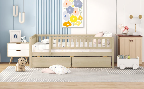English Elm Full Pine Wood Daybed with Storage Drawers for Guest Room or Studio Living WF301868AAN