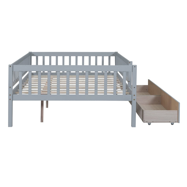 English Elm Full Pine Wood Daybed with Storage Drawers for Guest Room or Studio Living Gray WF301868AAE