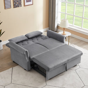 English Elm Artemax Velvet Tufted Convertible Loveseat Sleeper with Nailhead Trim for Small Spaces Gray W668100736